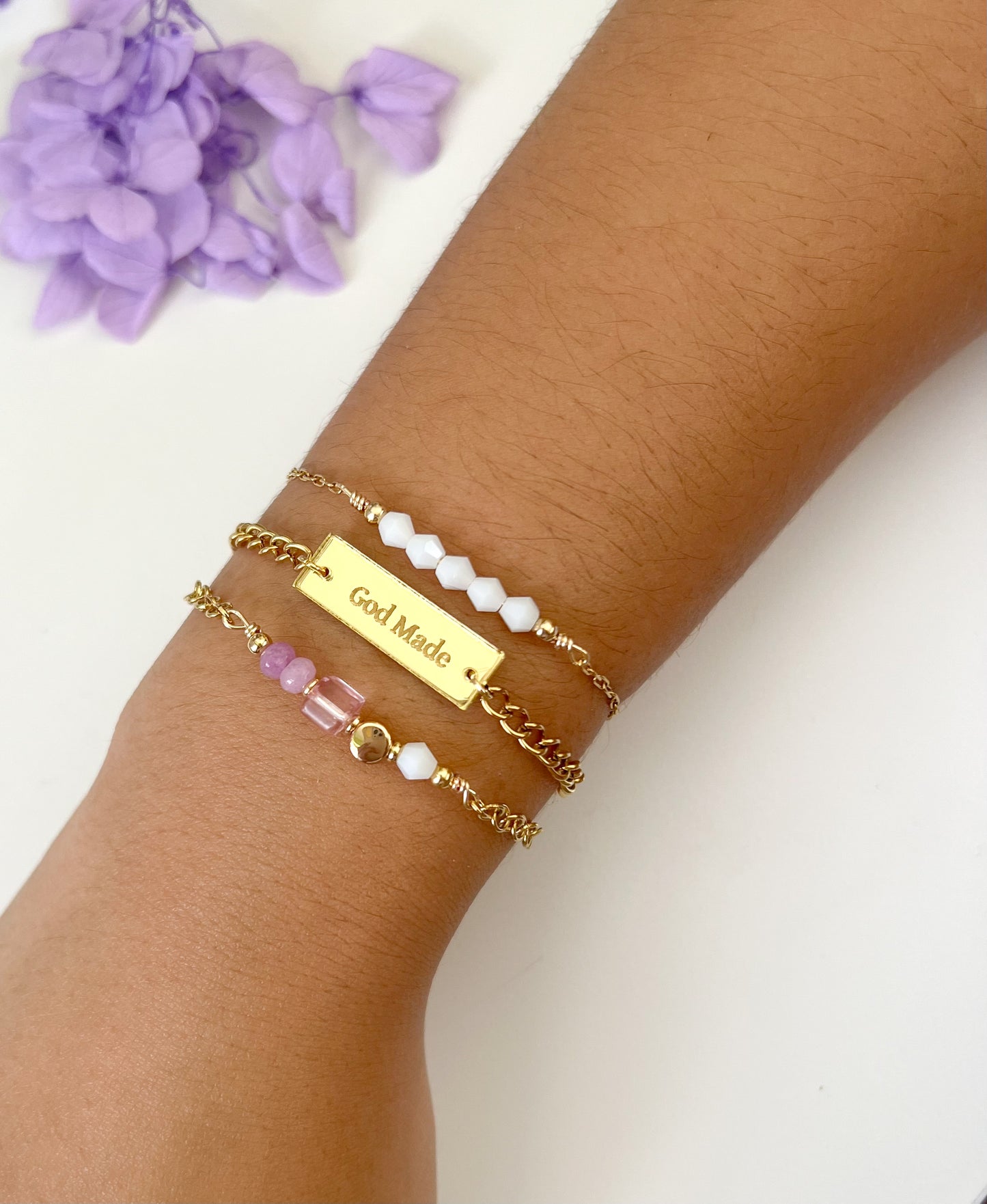 Juego de pulseras de cadena hechas por Dios