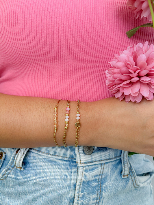 Garden Pink Chain Bracelet Set