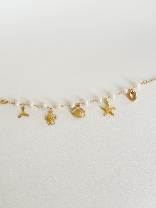 Beachy Pearl Charm Bracelet